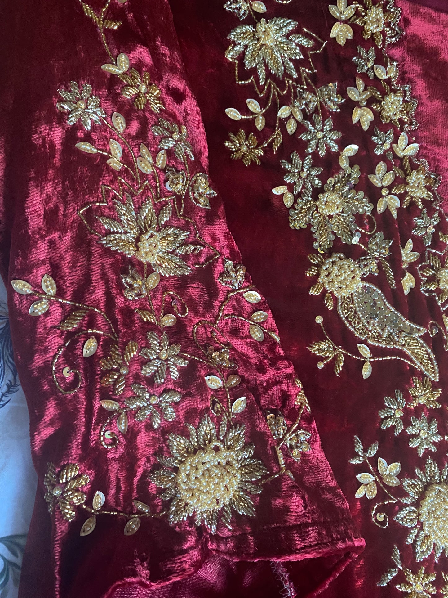 New Clothing: Velvet, Red 3 Piece Wedding Dress