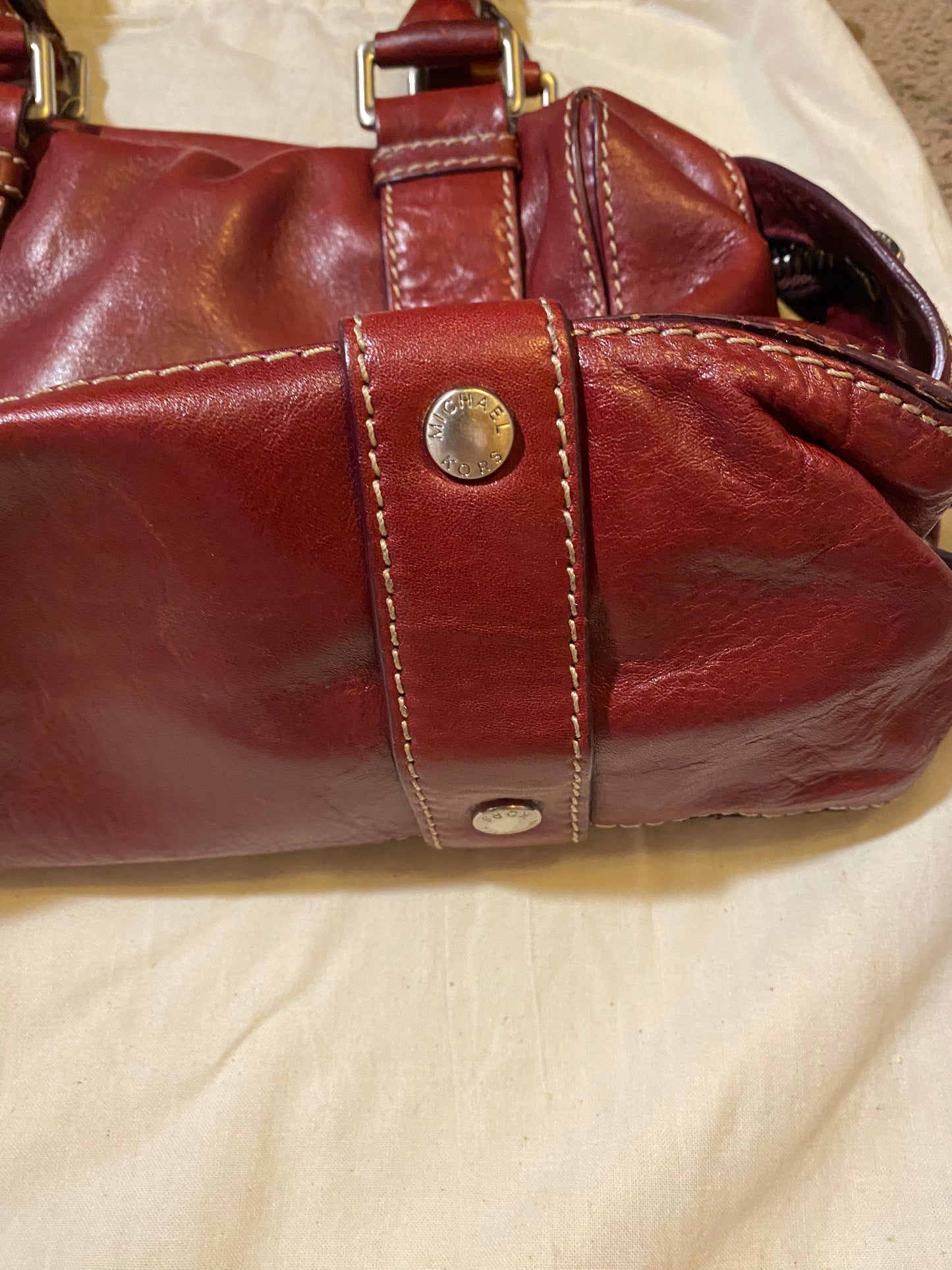 Used Bags: Red Leather Michael Bag