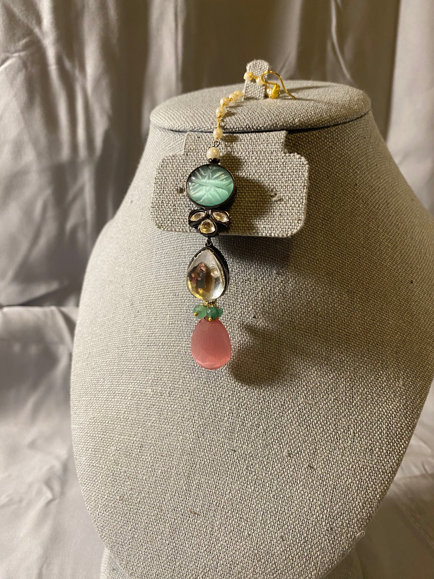 New Jewelry: Pink, Pearl and Kundan Stone Wedding Set