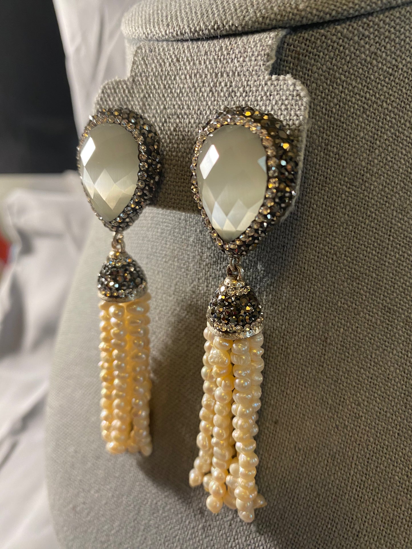 New Jewelry: Dangly Pearl Crystal Earrings