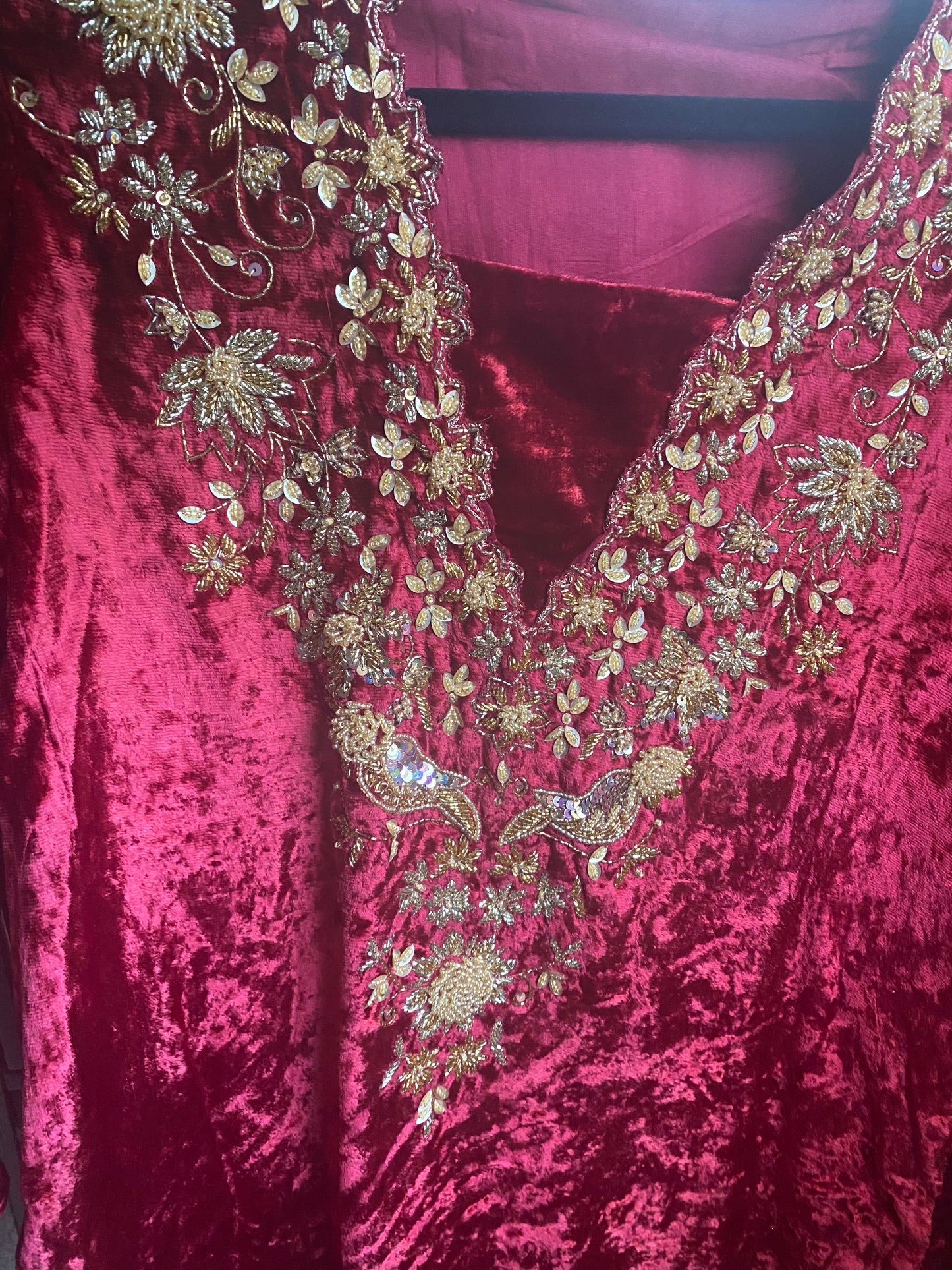 New Clothing: Velvet, Red 3 Piece Wedding Dress