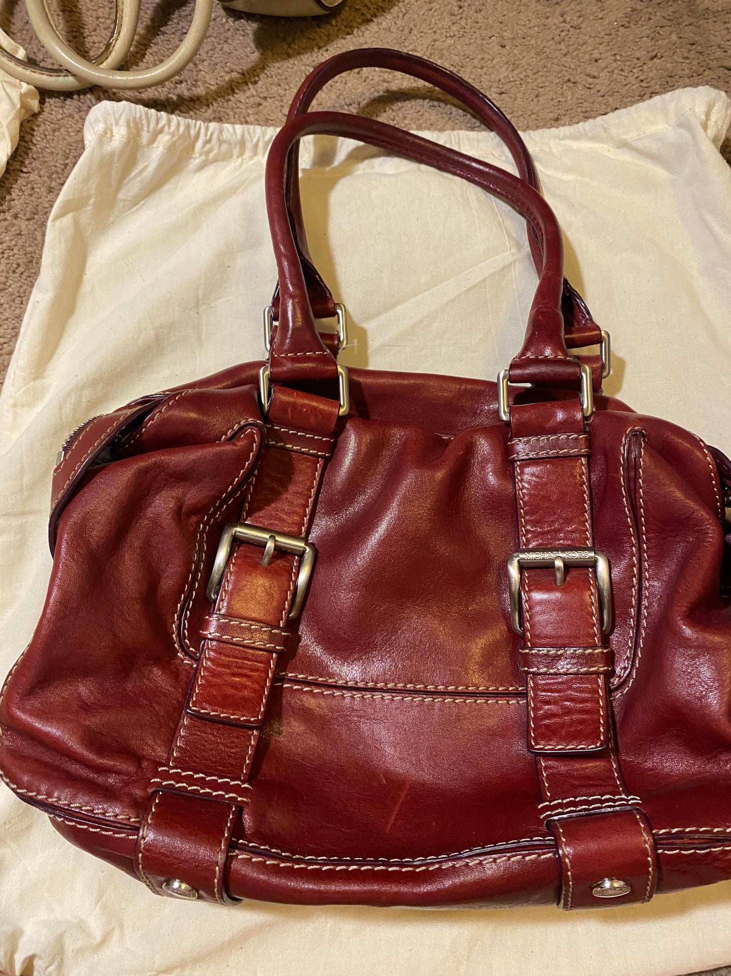 Used Bags: Red Leather Michael Bag