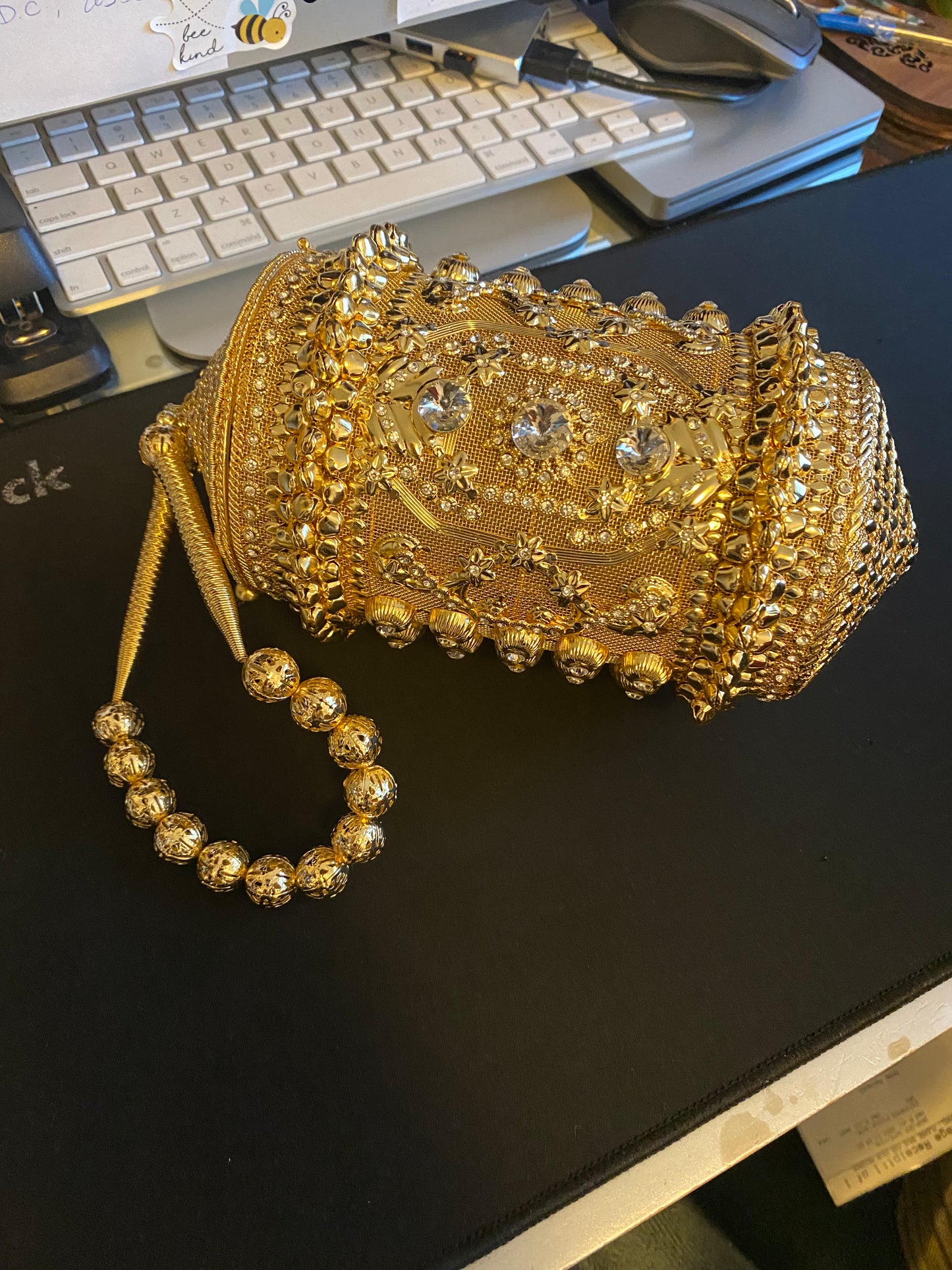 New Bag: Gold Cylinder Wristlet