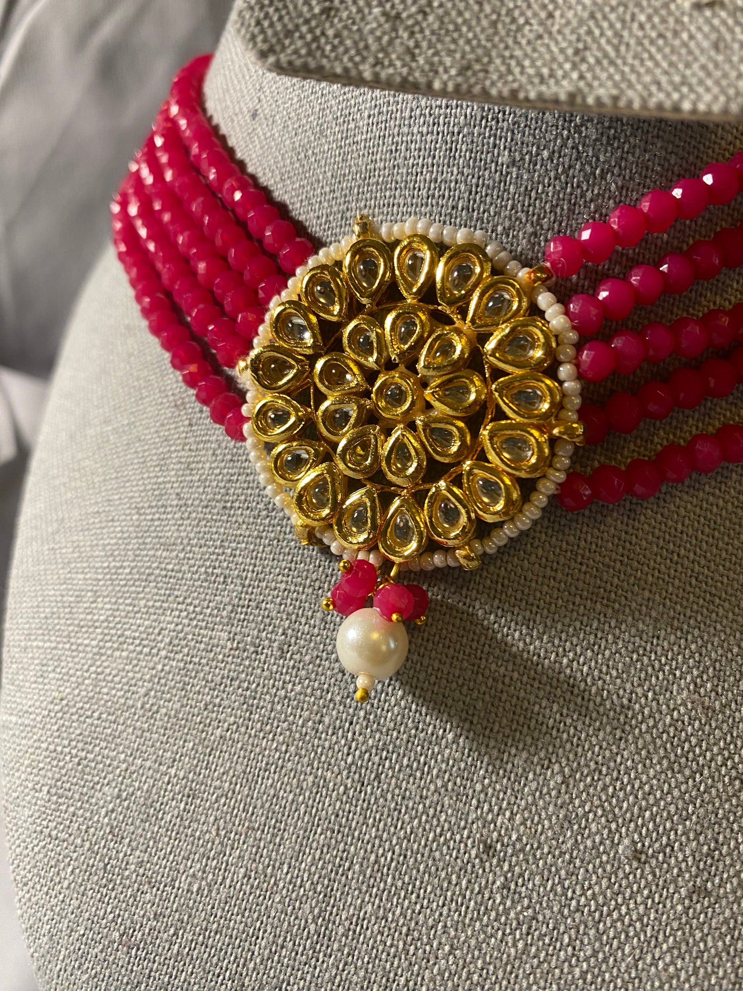 New Jewelry: Pink Beaded Kundan Necklace