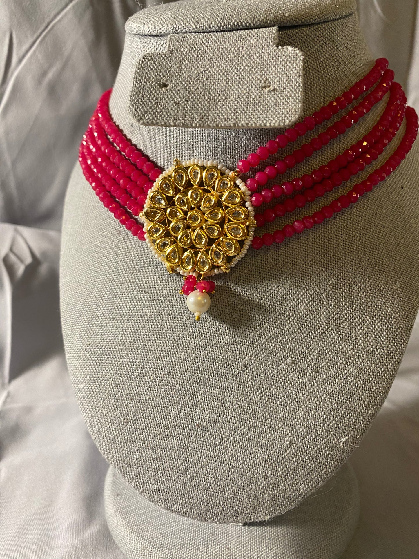 New Jewelry: Pink Beaded Kundan Necklace