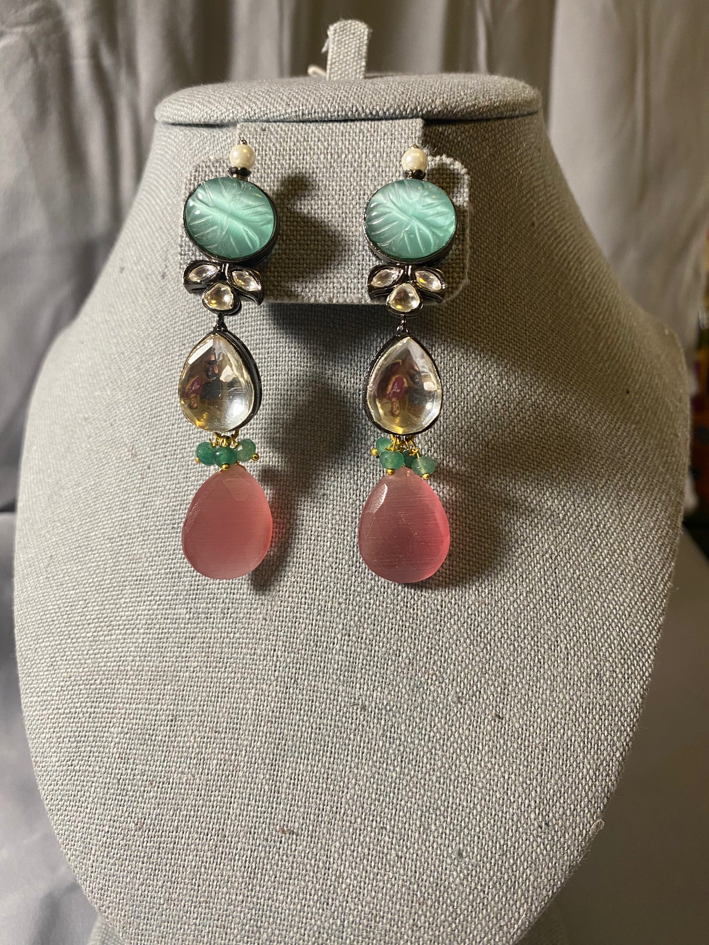 New Jewelry: Pink, Pearl and Kundan Stone Wedding Set