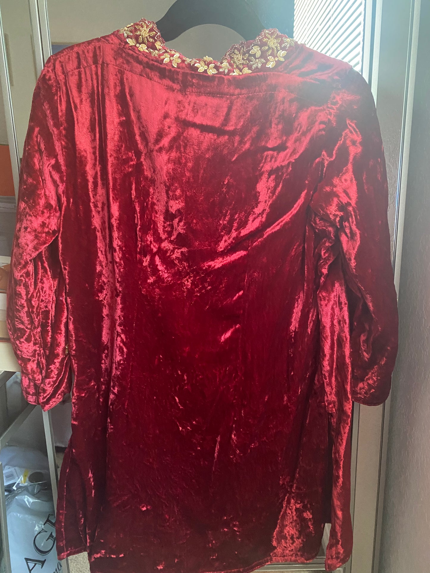 New Clothing: Velvet, Red 3 Piece Wedding Dress