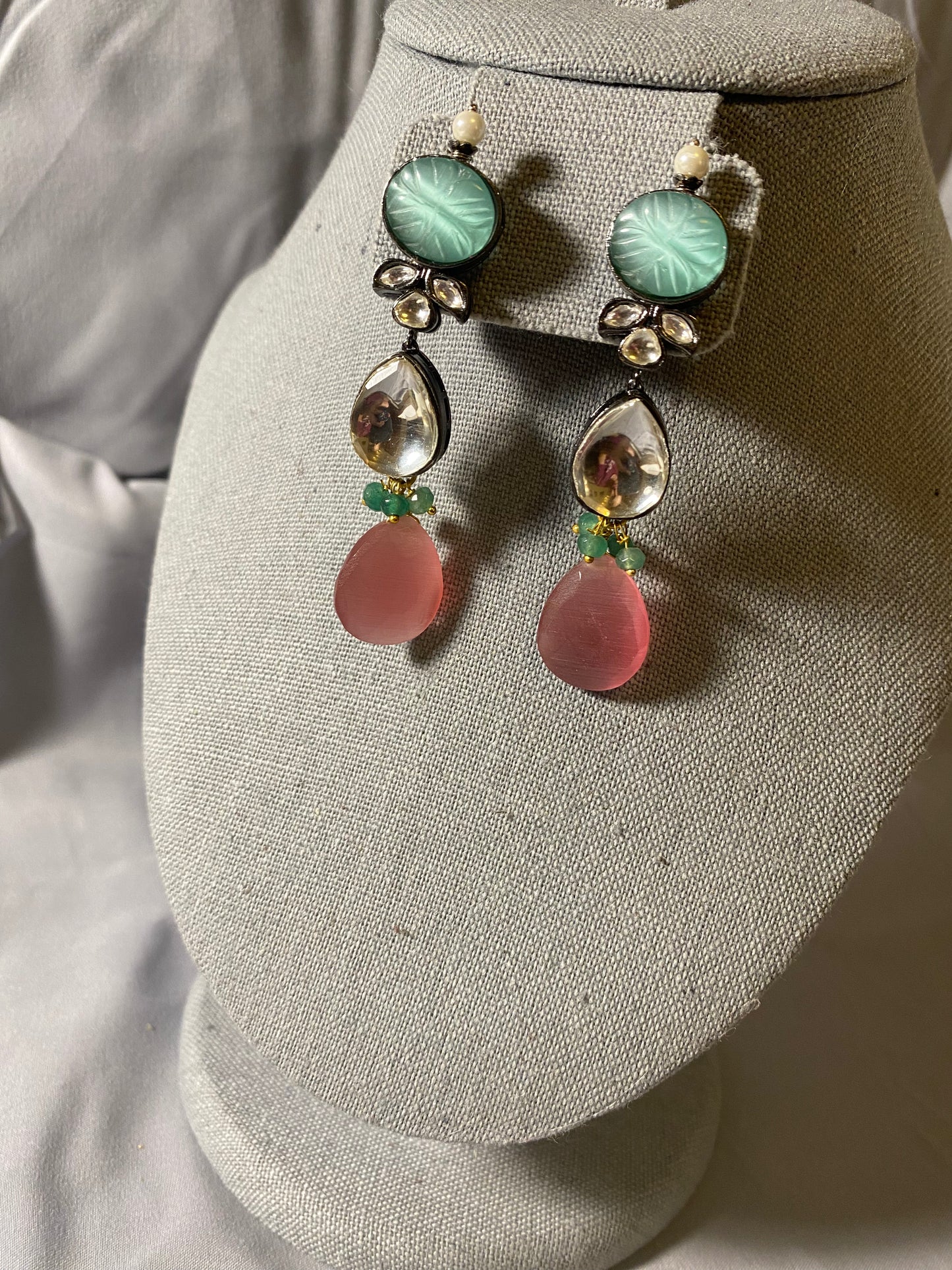 New Jewelry: Pink, Pearl and Kundan Stone Wedding Set