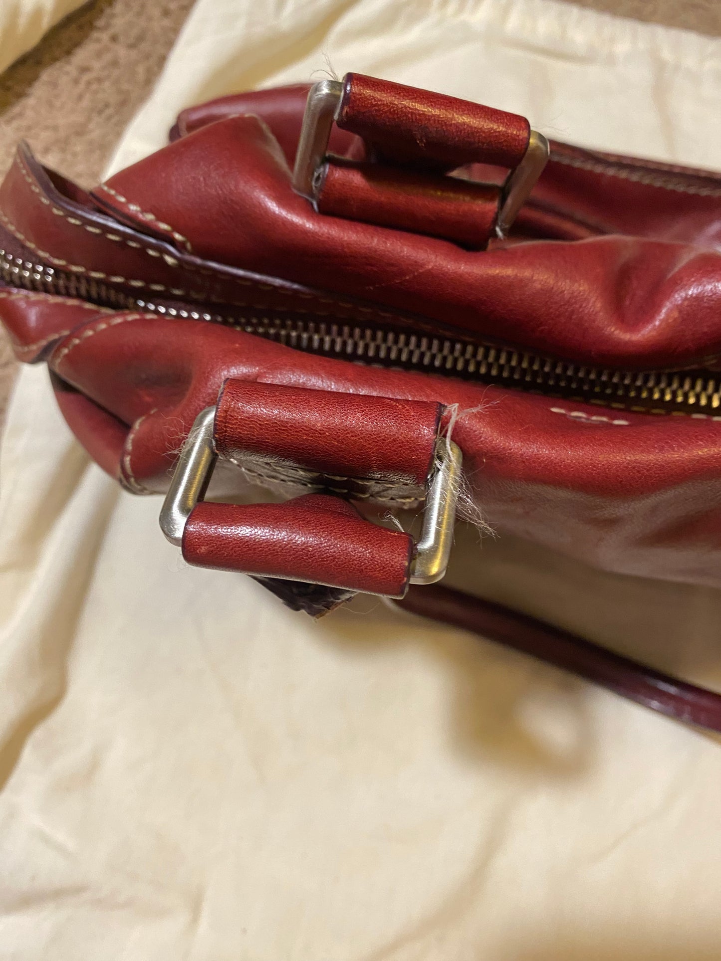 Used Bags: Red Leather Michael Bag