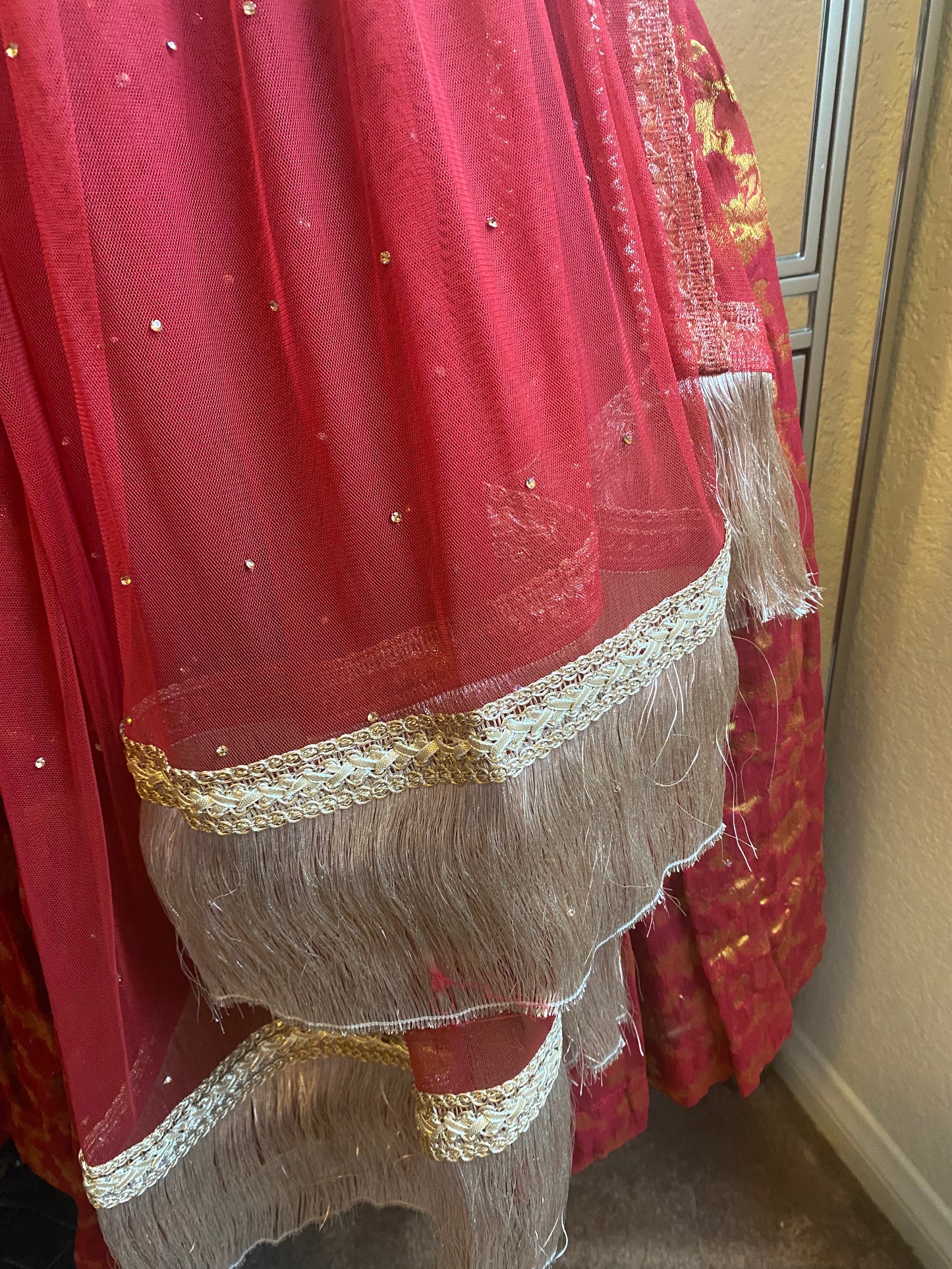 New Clothing: Velvet, Red 3 Piece Wedding Dress