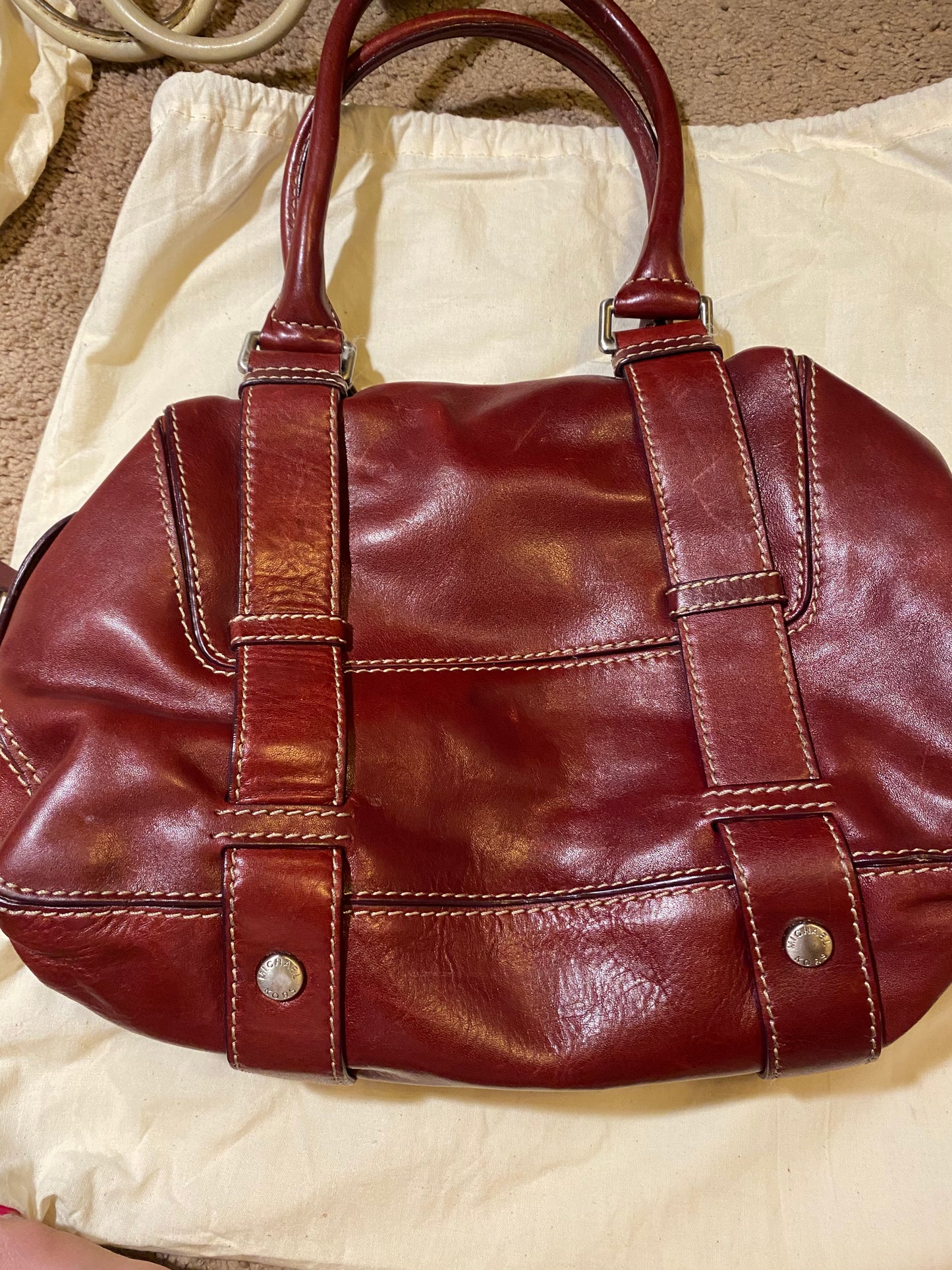 Used Bags: Red Leather Michael Bag