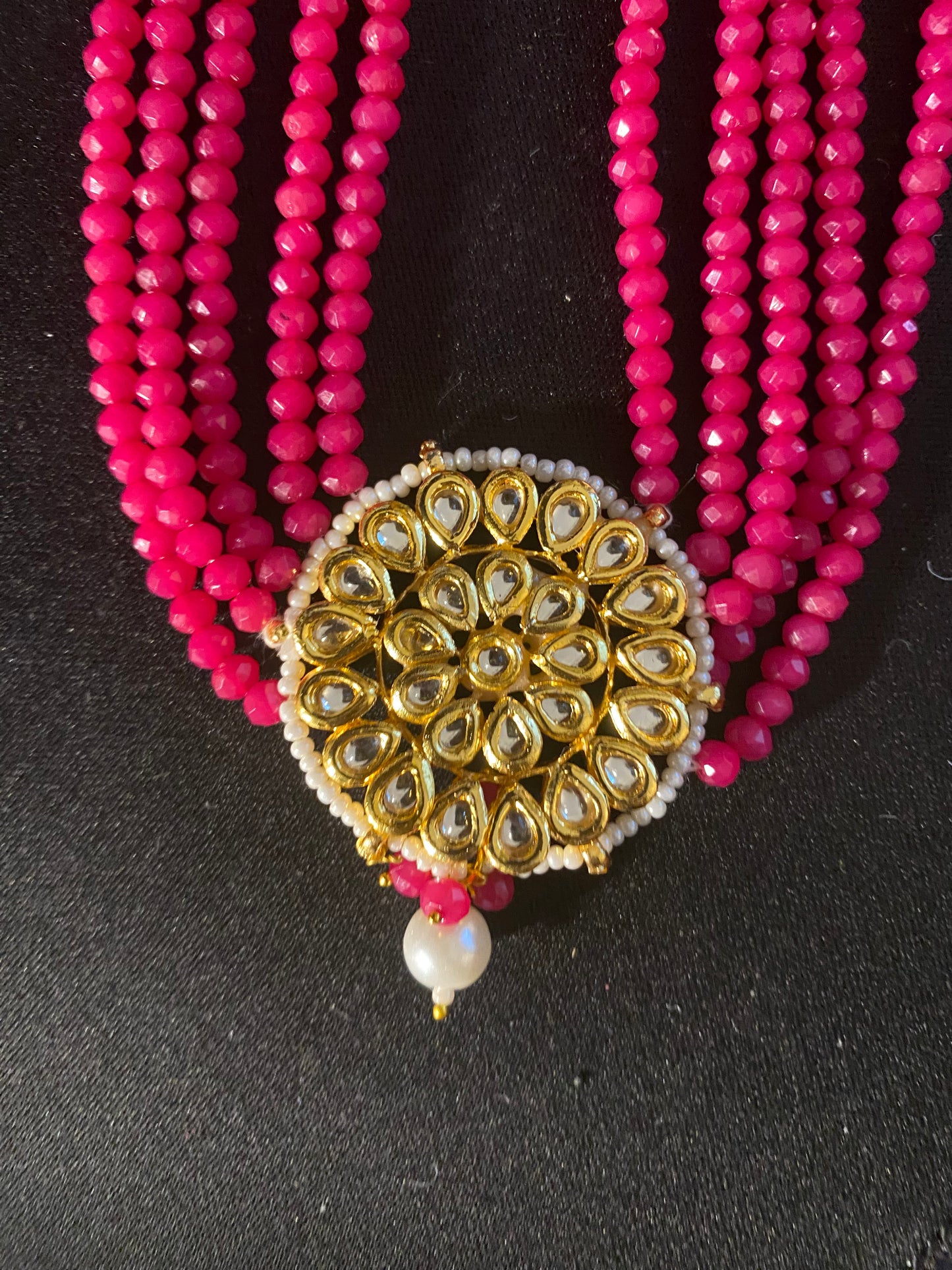 New Jewelry: Pink Beaded Kundan Necklace