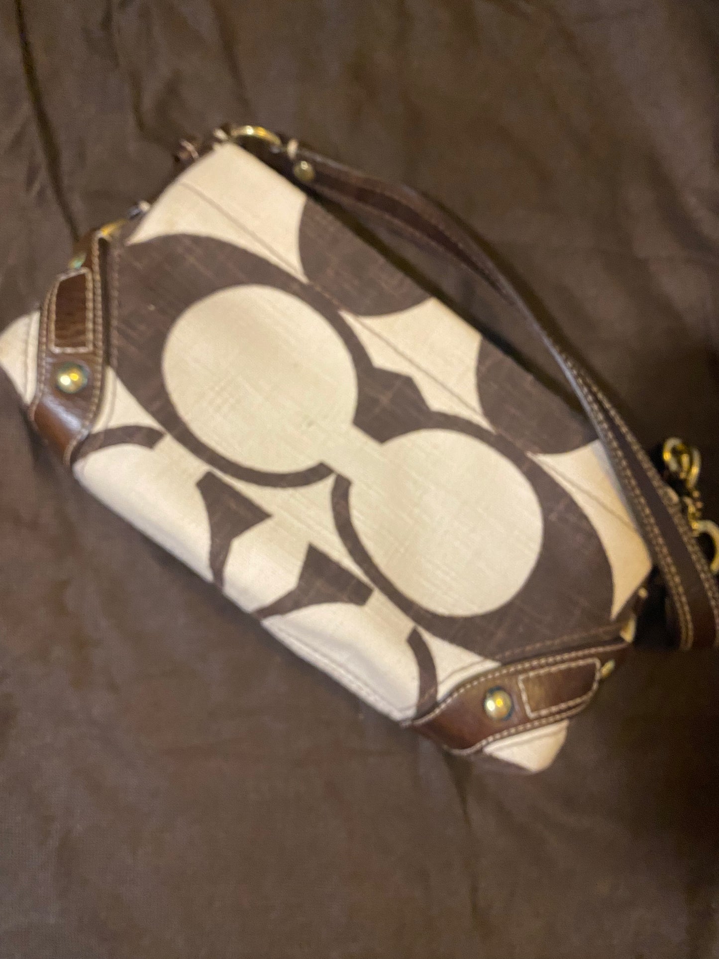 Vintage Bags: Small Beige & Brown Coach Bag