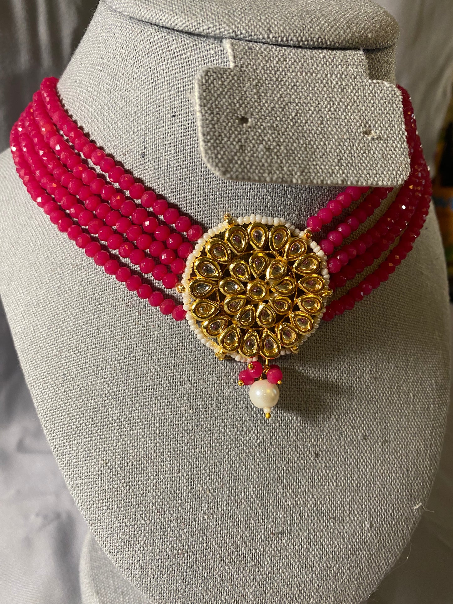 New Jewelry: Pink Beaded Kundan Necklace