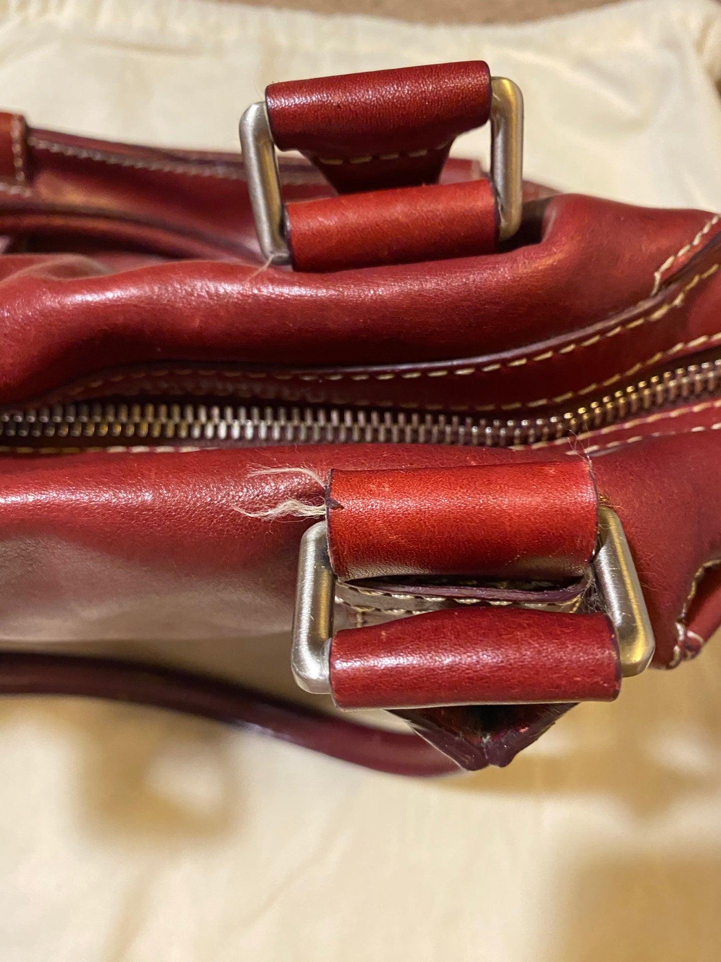 Used Bags: Red Leather Michael Bag