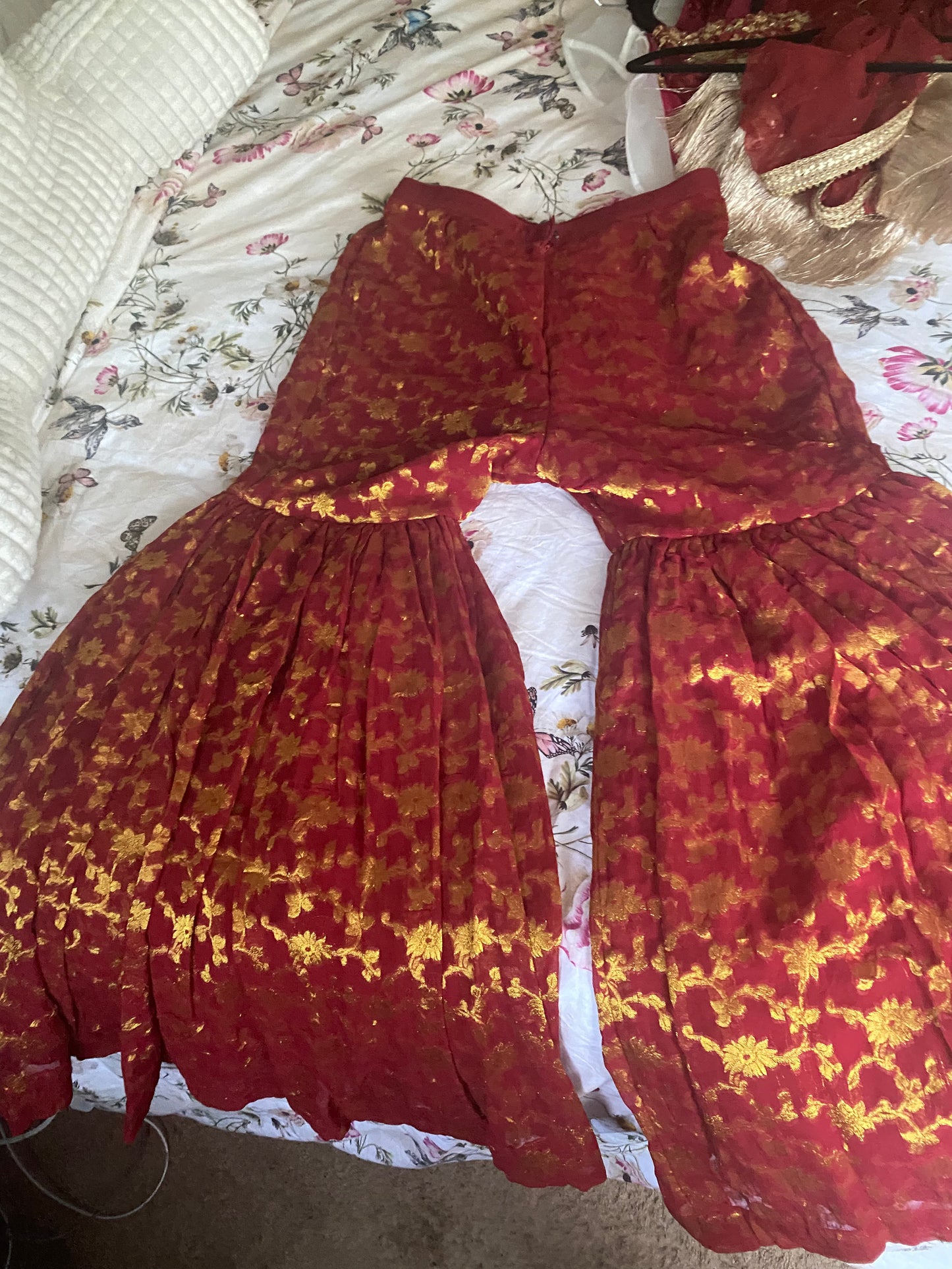 New Clothing: Velvet, Red 3 Piece Wedding Dress