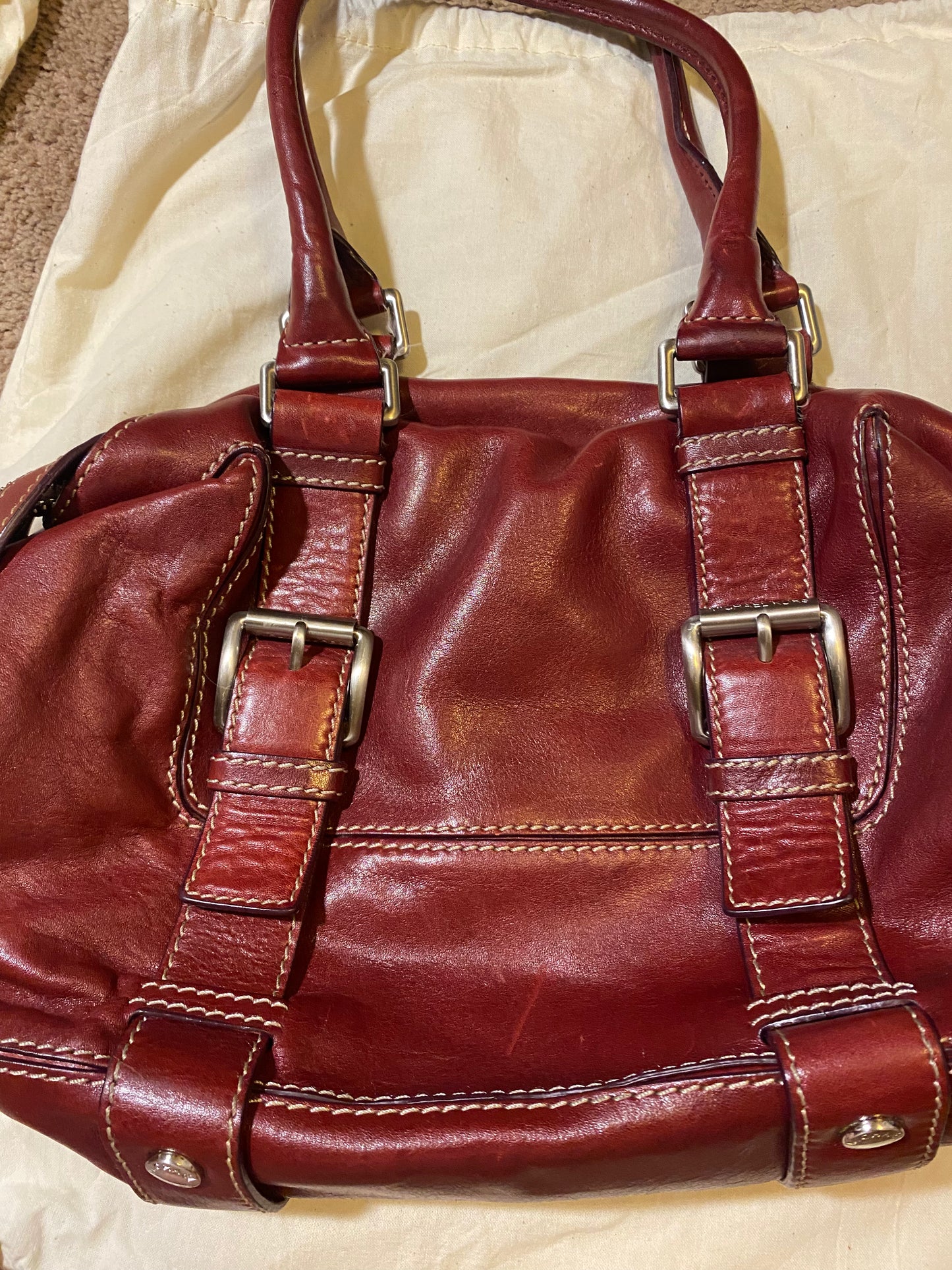 Used Bags: Red Leather Michael Bag