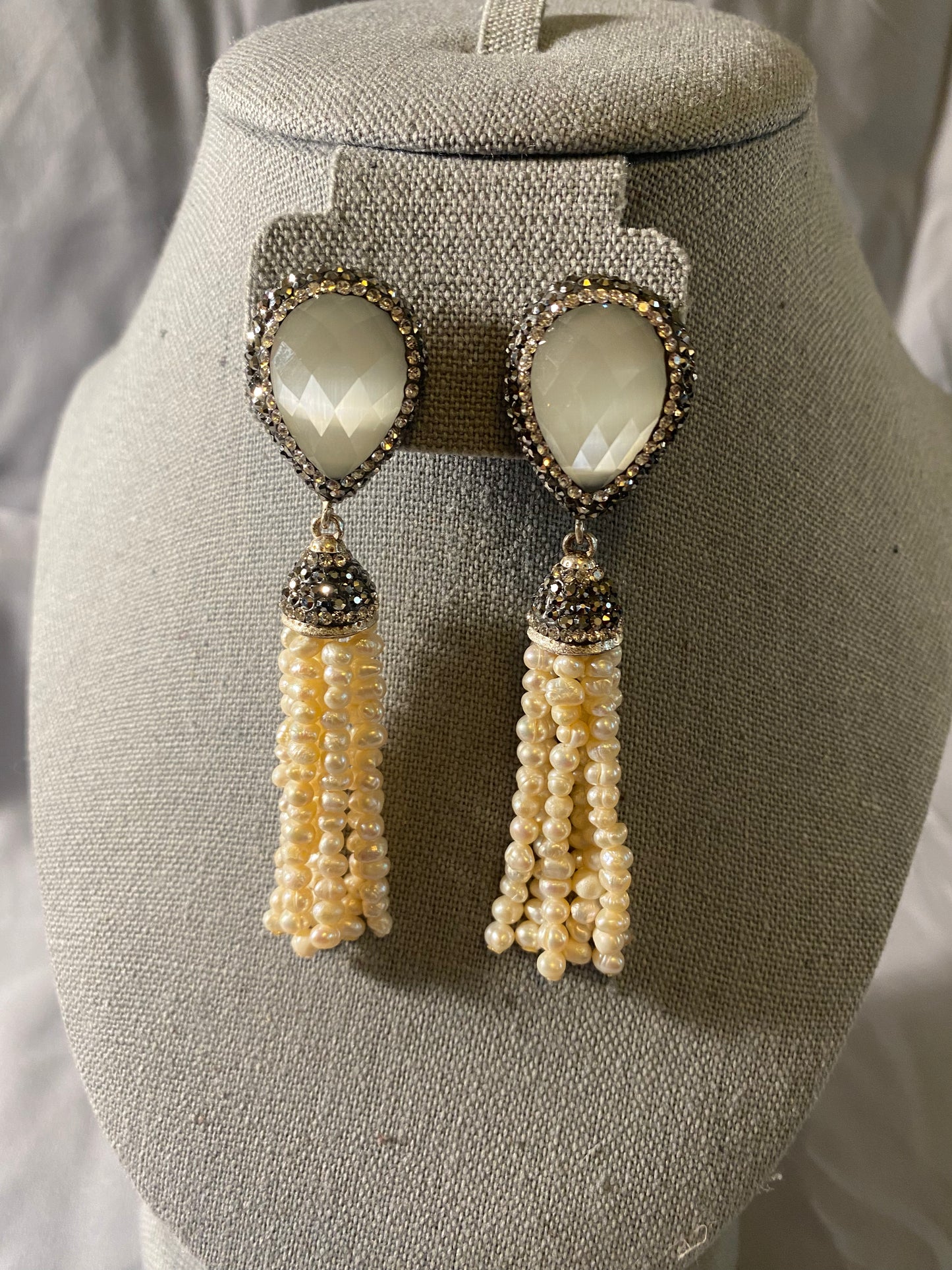 New Jewelry: Dangly Pearl Crystal Earrings