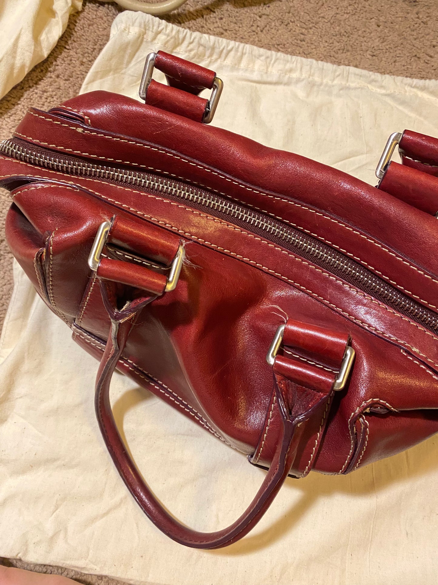 Used Bags: Red Leather Michael Bag