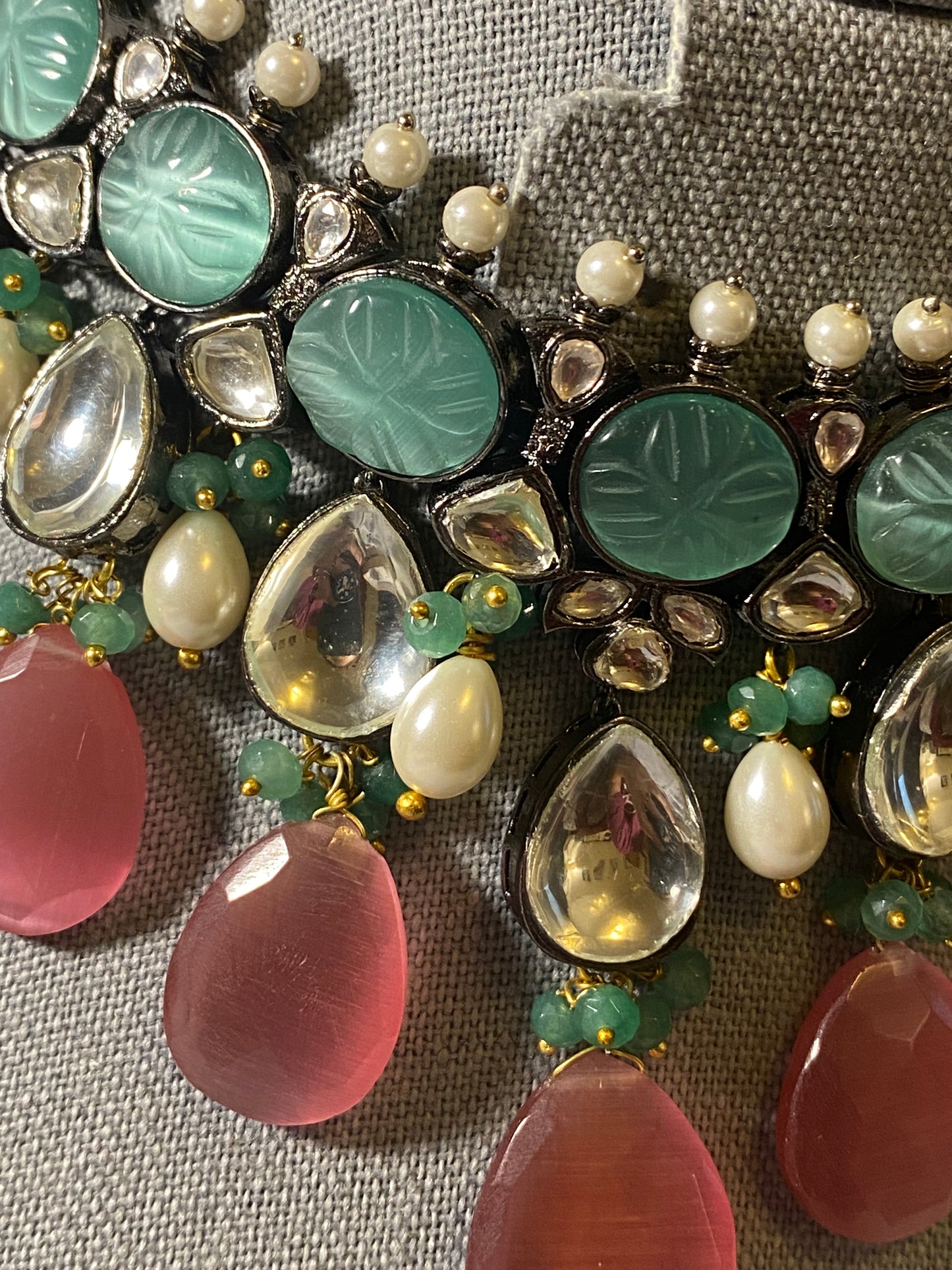 New Jewelry: Pink, Pearl and Kundan Stone Wedding Set