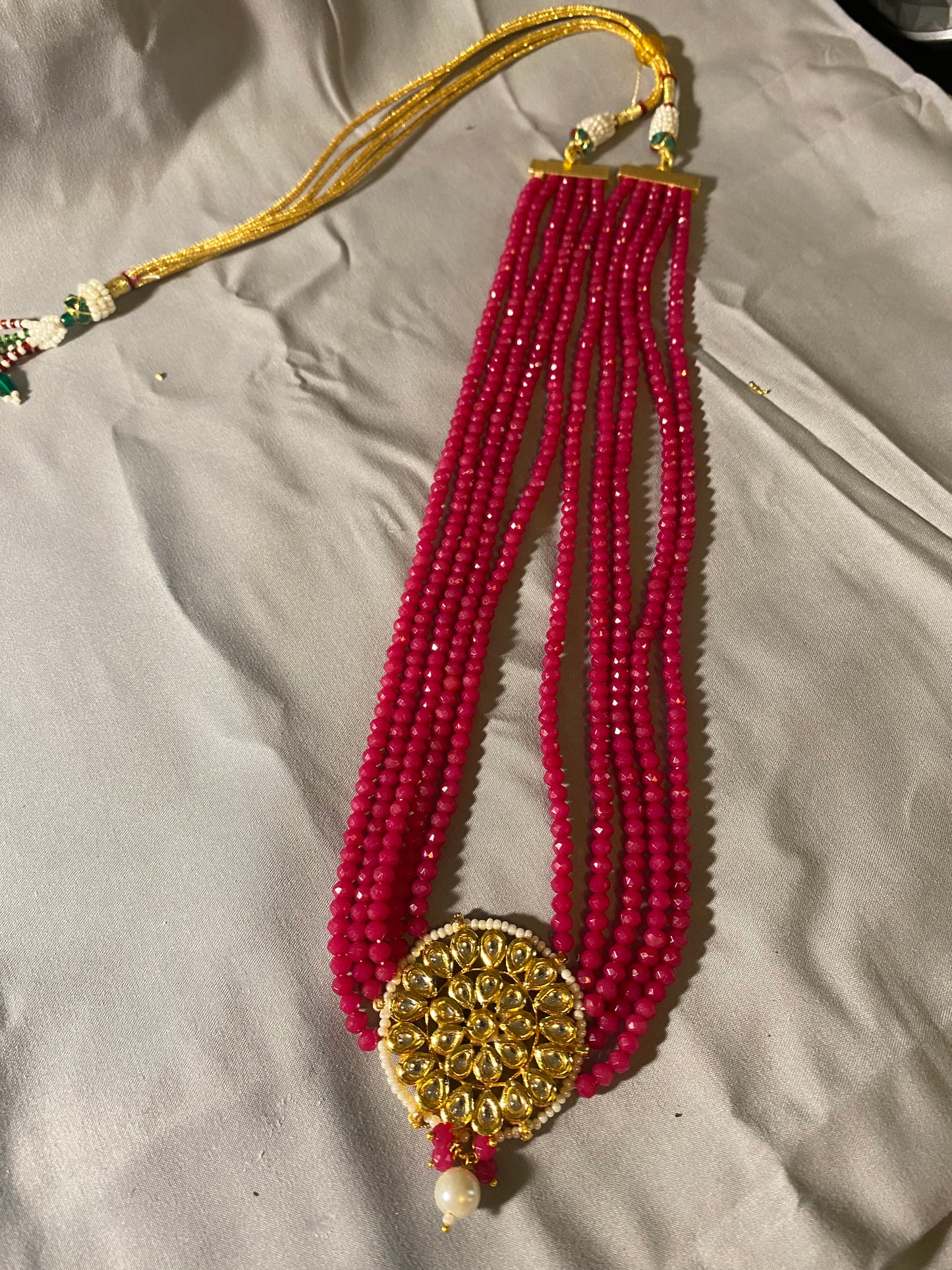 New Jewelry: Pink Beaded Kundan Necklace