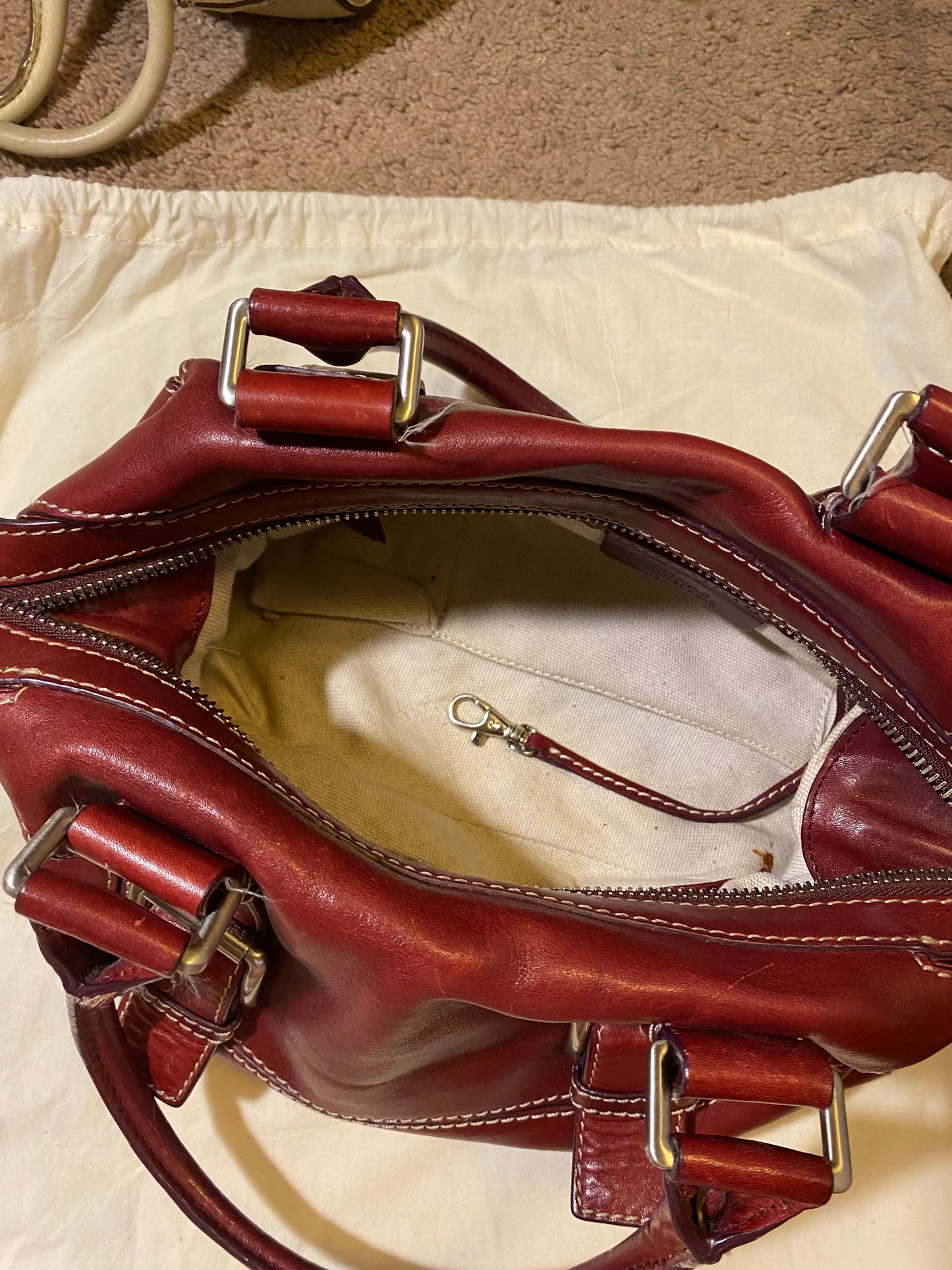 Used Bags: Red Leather Michael Bag