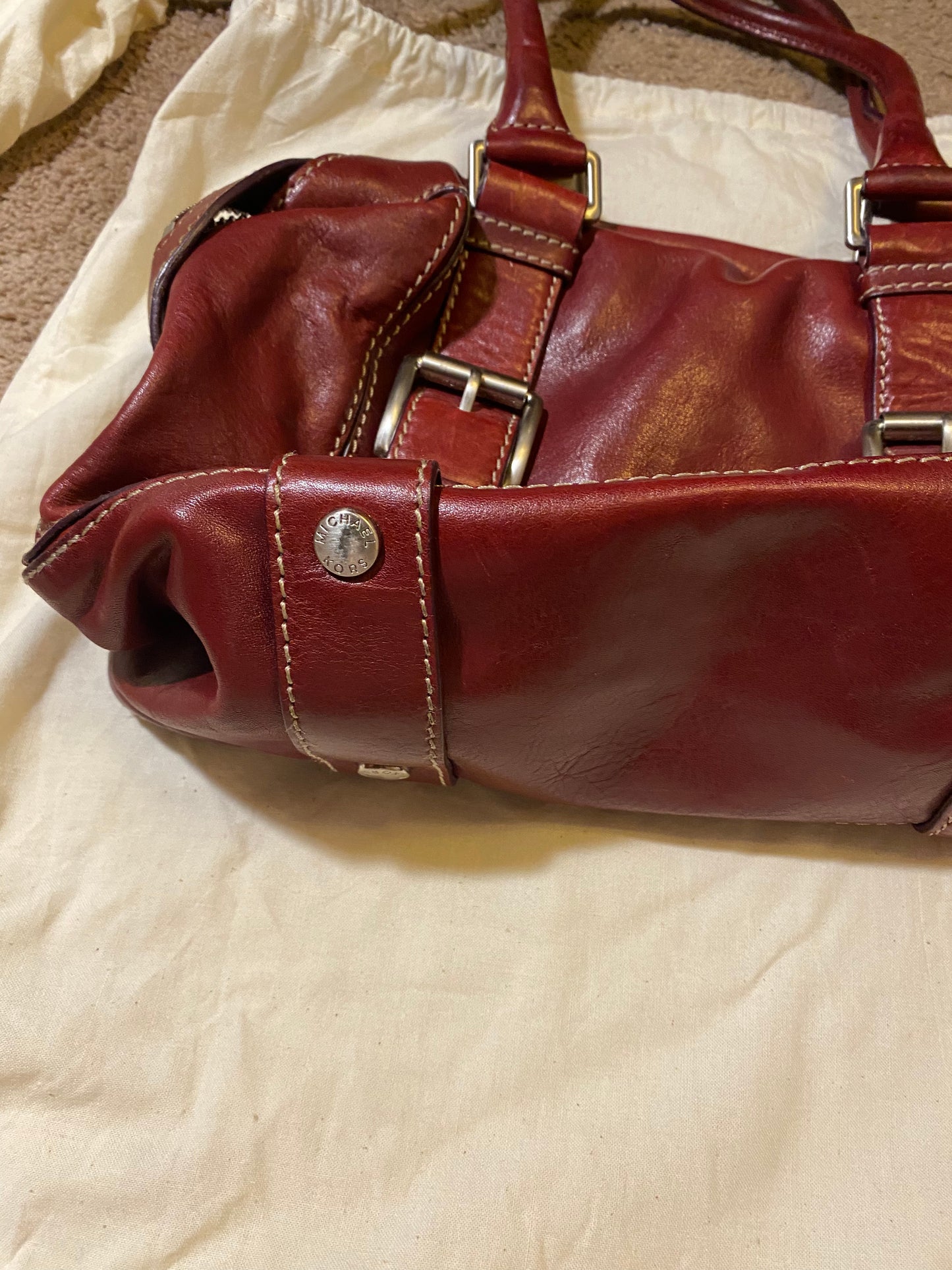 Used Bags: Red Leather Michael Bag