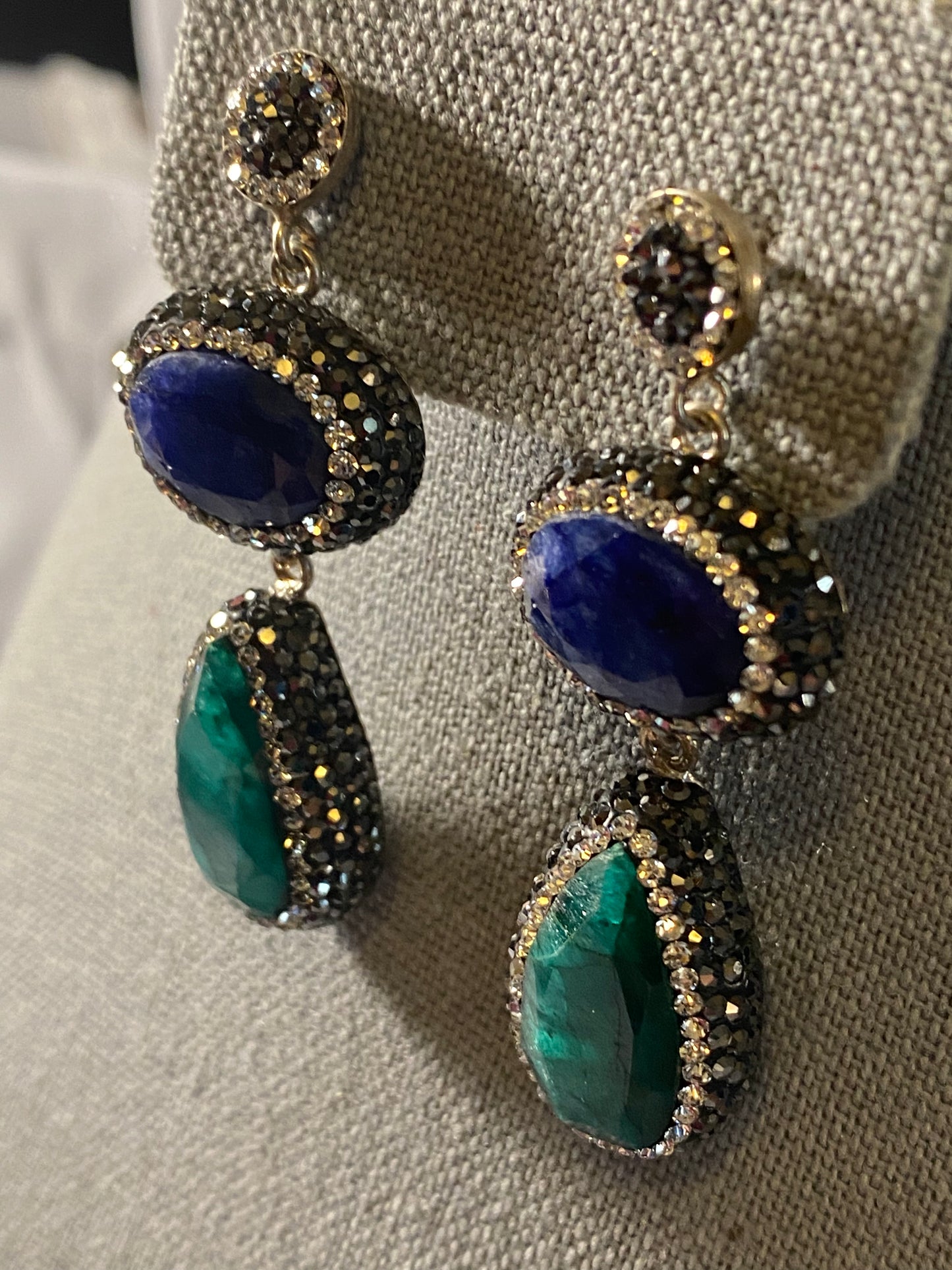 New Jewelry: Blue & Green Crystal Earrings