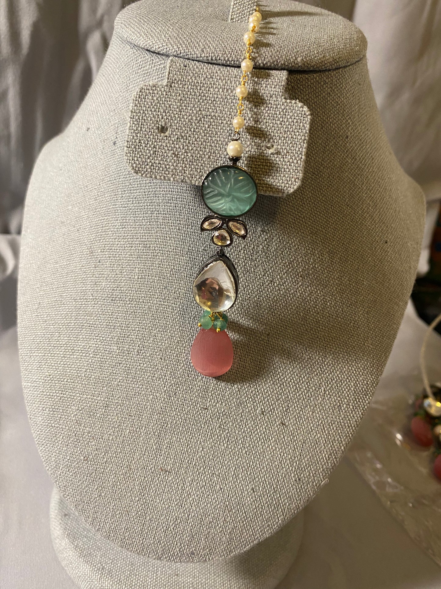 New Jewelry: Pink, Pearl and Kundan Stone Wedding Set