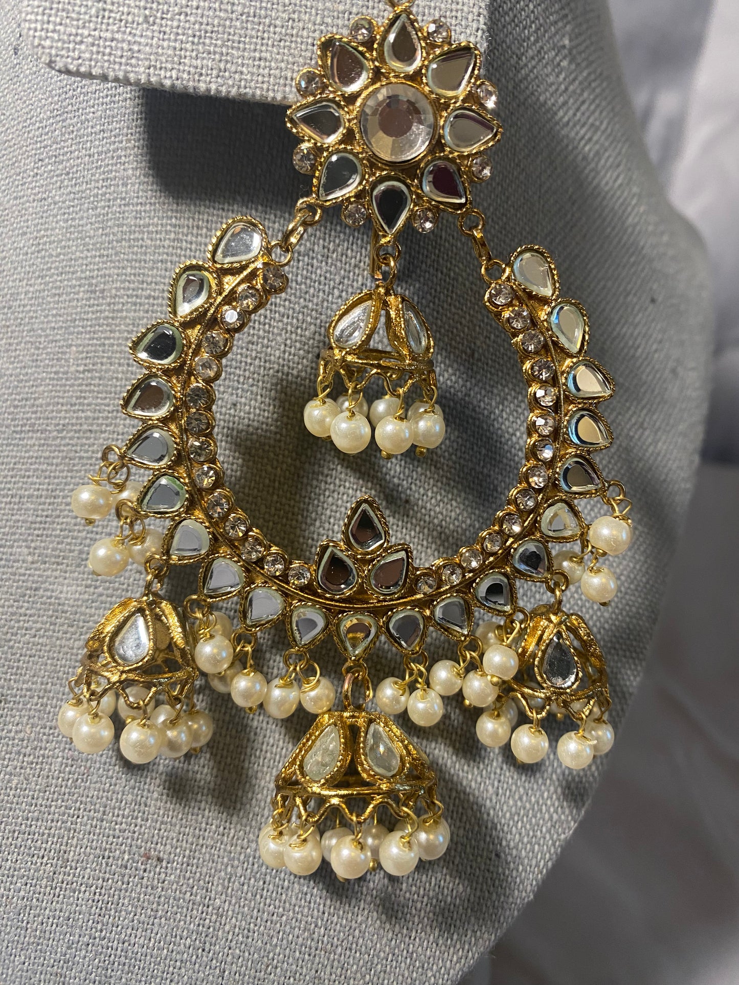 New Jewelry: Long, Mirrored Kundan Chaand Bali Earrings